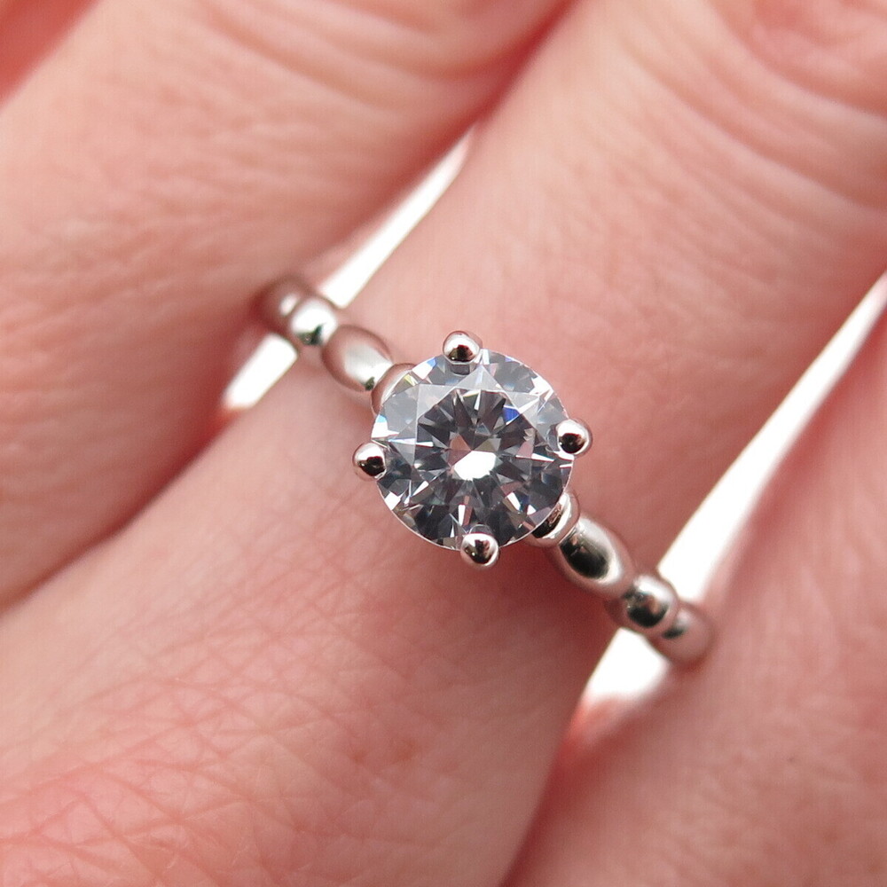 925 Sterling Silver Round-Cut C Z Engagement Bubble Ring Size 8.25